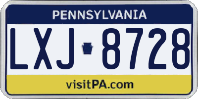 PA license plate LXJ8728