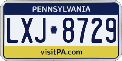 PA license plate LXJ8729