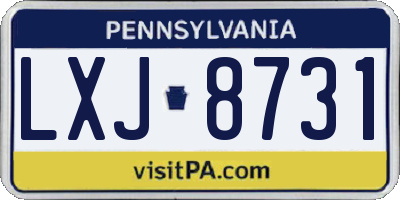 PA license plate LXJ8731
