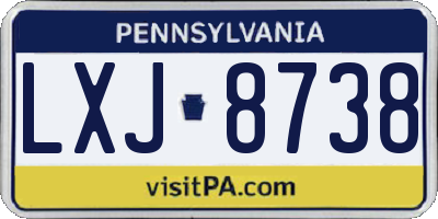 PA license plate LXJ8738