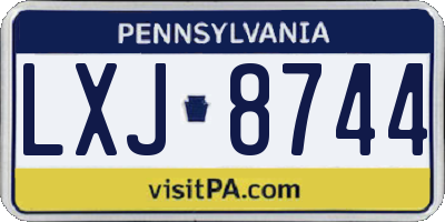 PA license plate LXJ8744