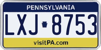 PA license plate LXJ8753