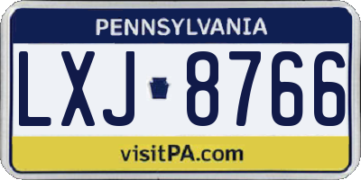 PA license plate LXJ8766