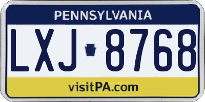 PA license plate LXJ8768