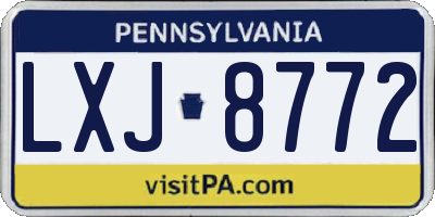PA license plate LXJ8772