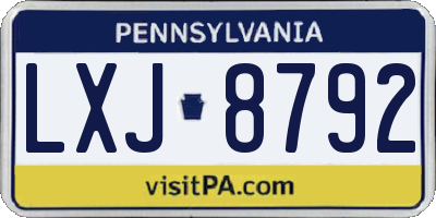 PA license plate LXJ8792