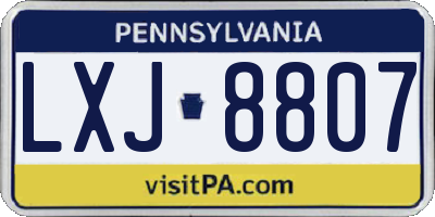 PA license plate LXJ8807