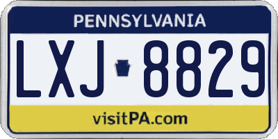 PA license plate LXJ8829