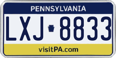 PA license plate LXJ8833