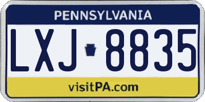 PA license plate LXJ8835