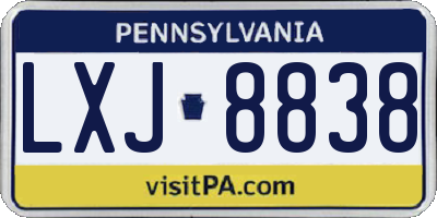 PA license plate LXJ8838