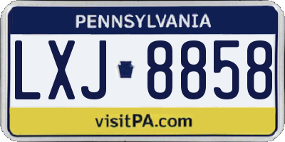 PA license plate LXJ8858