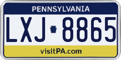 PA license plate LXJ8865
