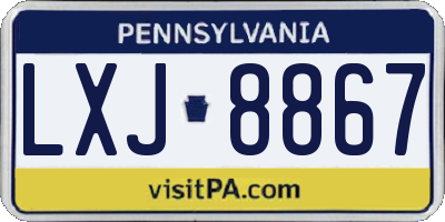PA license plate LXJ8867