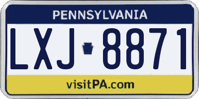 PA license plate LXJ8871