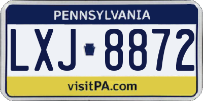 PA license plate LXJ8872