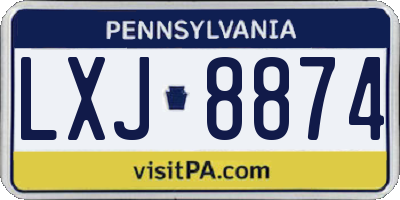 PA license plate LXJ8874