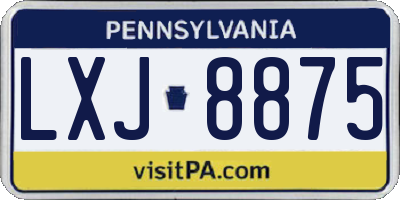 PA license plate LXJ8875