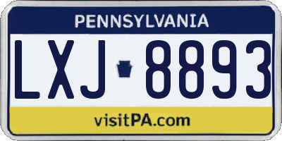 PA license plate LXJ8893