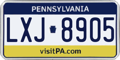 PA license plate LXJ8905