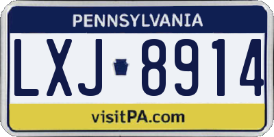 PA license plate LXJ8914