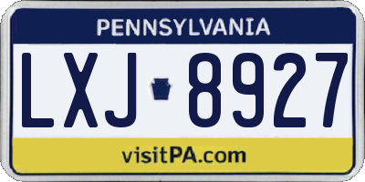 PA license plate LXJ8927