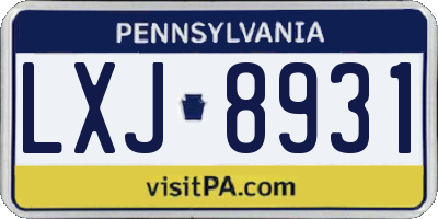 PA license plate LXJ8931