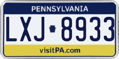 PA license plate LXJ8933