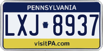 PA license plate LXJ8937