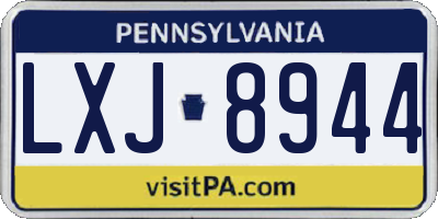 PA license plate LXJ8944