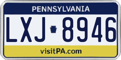 PA license plate LXJ8946