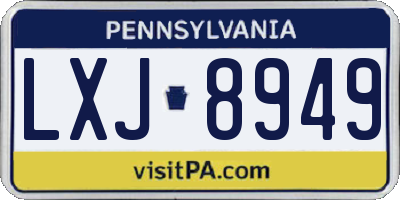 PA license plate LXJ8949