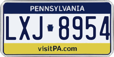 PA license plate LXJ8954