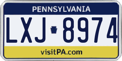 PA license plate LXJ8974