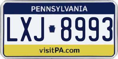 PA license plate LXJ8993