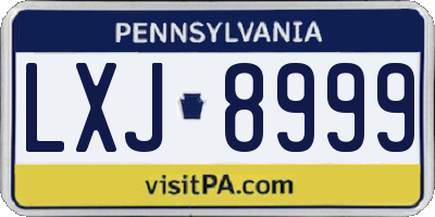 PA license plate LXJ8999