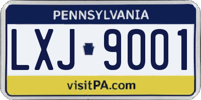 PA license plate LXJ9001