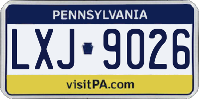 PA license plate LXJ9026