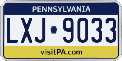 PA license plate LXJ9033