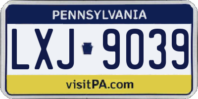 PA license plate LXJ9039