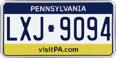 PA license plate LXJ9094
