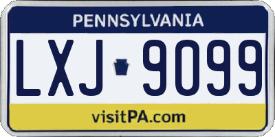 PA license plate LXJ9099