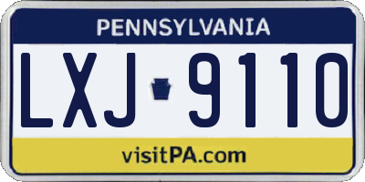 PA license plate LXJ9110