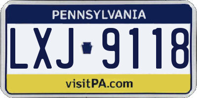 PA license plate LXJ9118