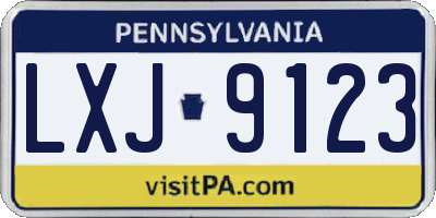 PA license plate LXJ9123