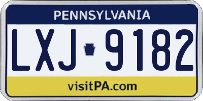 PA license plate LXJ9182