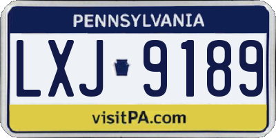 PA license plate LXJ9189