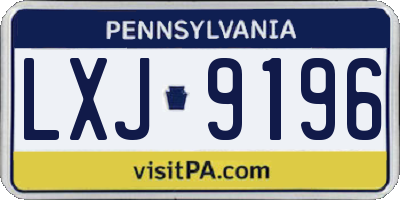 PA license plate LXJ9196
