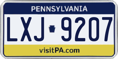 PA license plate LXJ9207