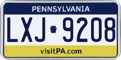 PA license plate LXJ9208